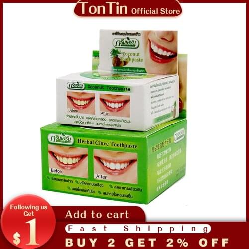 25g+10g Natural Rasyan Herbal Clove Thailand Toothpaste Tooth Whitening Toothpaste Remove Bad Breath Dentifrice Tooth Paste