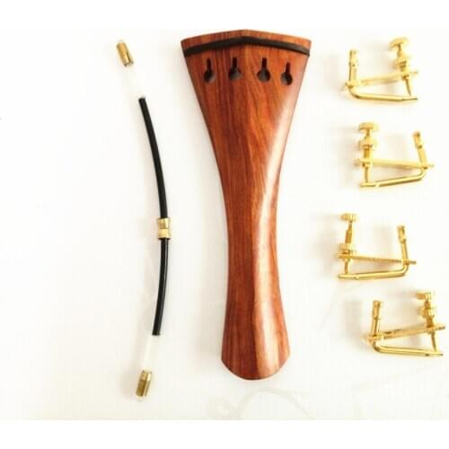 1 sets Red sandalwood 4/4 violin tailpiece golden fine tunres Violin Accessories
