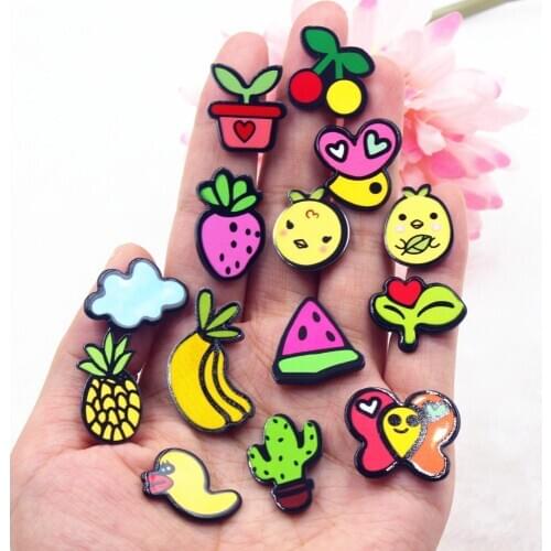 10pcs/lot DIY planar resin fruit flowers mix colors and items kawaii resin cabochons accessoires