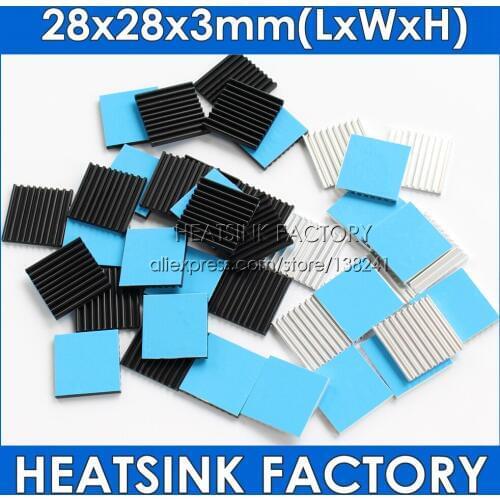 HEATSINK FACTORY 5pcs/lot Computer Cooler Radiator 28x28x3mm Aluminum Heat sink for Electronic Chip With Adhesive Thermal Pad