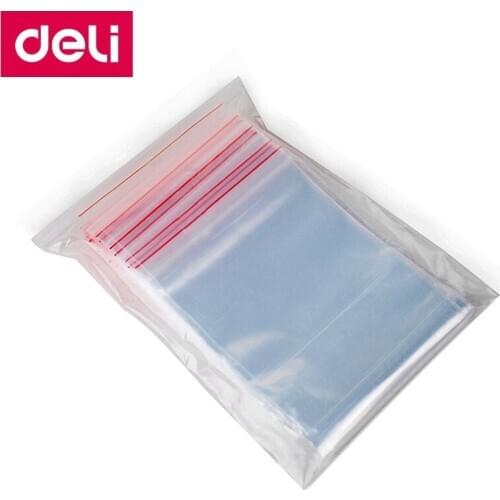 100pcs/Bag Deli 3022-3026 PE self seal bag 100x70mm 200x140mm 340x240mm self seal packing bag 0.04mm thickness wholesale