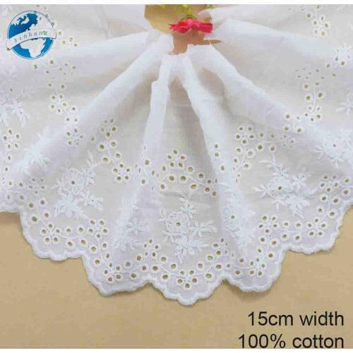 15cm white 100% cotton embroidery lace french lace ribbon fabric guipure diy trims warp knitting sewing Accessories#3704