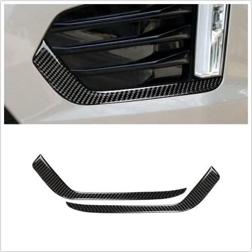 2PCS Front Fog Light Lamp Strip For Cadillac XT5 2016 2017 Carbon Fiber Lighting Trim Cover Out Car Accessories Decor Sticker