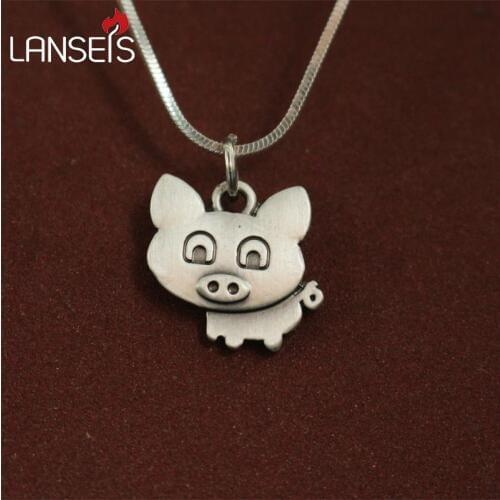 Lanseis 20pcs wholesale tiny Cute Cartoon pet pig pendants for women necklace Animal jewelry Simple necklace gift for friend