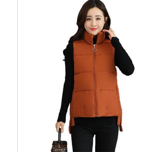 2018Fashion Autumn Winter Women Short Waistcoat Female Stand-Collar Down Cotton Vest Female Sleeveless Zippers Slim WarmVestQ446