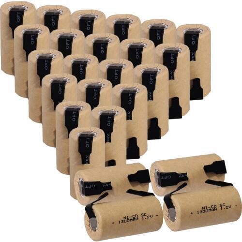 25 pcs SC battery 4.25cm*2.2cm 1300mah 1.2V NICD SUBC batteries for MAKITA for HITACHI for METABO for MAKITA for DEWALT