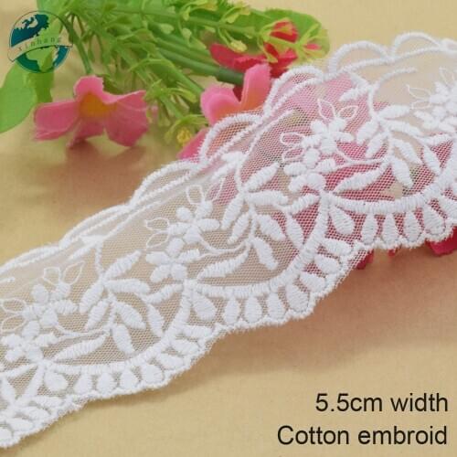 3yards 5.5cm wide Cotton embroid lace edge sewing ribbon guipure trim wedding lace DIY Garment Accessories french doll lace3932