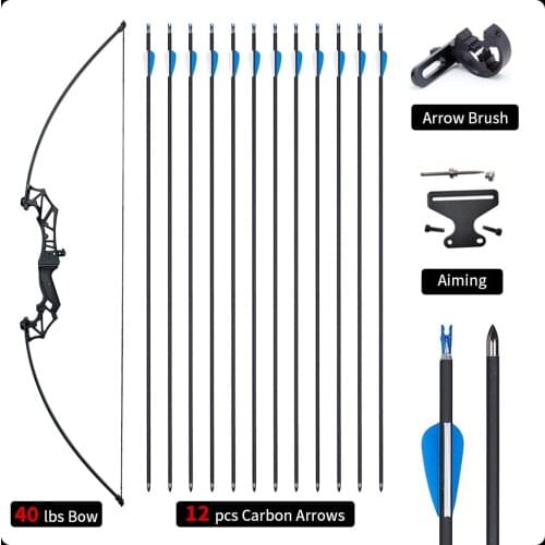 Toparchery Outdoor Archery Recurve Bow 30-40lbs Takedown Hunting Adult Bow Metal Riser Right Hand with arrow rest