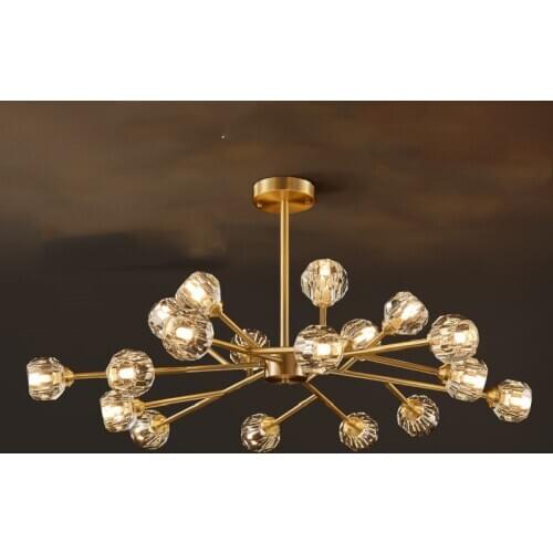 American Copper Led Chandelier Pendant Lamp Crystal Hanging Light Fixture for Bedroom Dining room Indoor Decor Lustre Fixtures