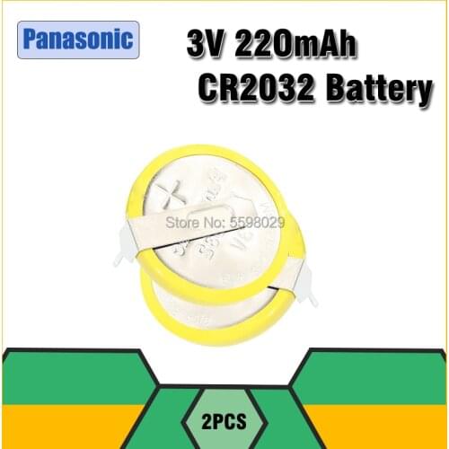 2pcs Panasonic 3V 2 Pins CR2032 Button Coin Battery Large Capacity Clock Toy Motherboard Battery Replacement