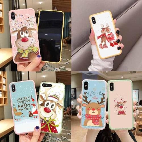 Cute Christmas Deer Trolley Suitcase Texture Phone Case For IPhone 11 Pro Max X XS MAX 8 7 6S Plus