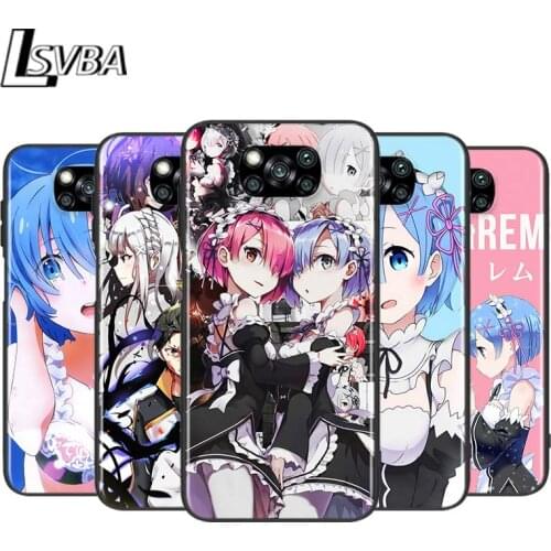 RE ZERO Ram Rem Anime for Xiaomi Redmi K30 K30S Mi 10T Lite Pro Poco X3 NFC X2 M3 M2 F2 Pro C3 F1 Soft Black Phone Case