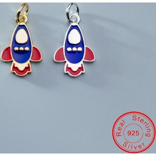 UQBing Colorful Enamel Rocket Dangle Silver Color Charms Fit Charm Bracelet Necklaces