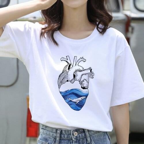 Summer new Funny environmental protection T-shirt printed chic Harajuku Neck Casual retro top womens fashion T-shirt