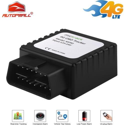 4G MP90 OBD II Tracker GPS Locator FDD LTE Realtime Track Vehicle GPS Easy Install OBD Plug Connector plug-and-play Car Free APP