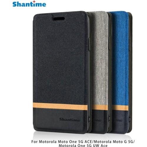 Canvas PU Leather Phone Bag Case For Motorola Moto One 5G ACE Flip Case For Motorola Moto G 5G Case Soft Silicone Back Cover