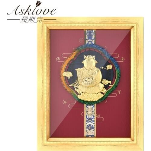 Money OX Pictures Gold Foil Crafts Modern Fu bull Lucky Fortune Cattle Wall Picture For Living room Art Painting Home decoration
