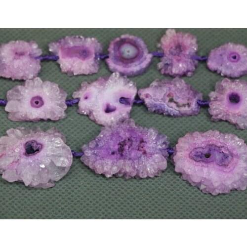 KINDGEMS) Electro Purple Druzy Crystal Quartz Beads Pendant Necklace, Women Connector Accessories Popularity European Jewelry