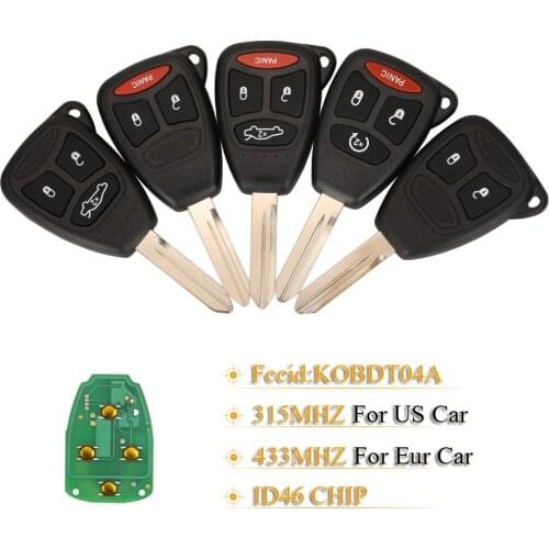Kuttery 3/4 Buttons Remote Car Key Fob KOBDT04A 315Mhz For Chrysler Aspen Dodge Dakota Durango Ram Fit Jeep