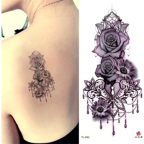 Beauty 1 Pcs Make Up Fake Temporary Tattoos Stickers Rose Flowers Arm Shoulder Tattoo Waterproof Women Big Flash Tattoo on Body