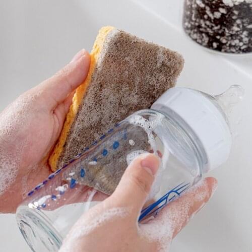 Kitchen Composite Wood Pulp Cleaning Sponge Scouring Pad Natural Sisal Cloth Non-oily Dishwashing Artifact Wood Pulp Cotton Rag