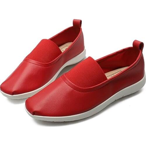 Womens Shoes Fashion Women Flats Genuine Leather Loafers Womens Moccasins Flats Ladies Shoes Female Slip On Ballet Flat Shoes