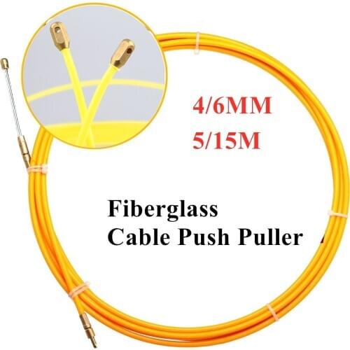4/6mm 15M Glass Fiber Cable Push Puller Running Cable Wire Kit Wall Electrical Cable Installing Rods Wiring Accessories Durable