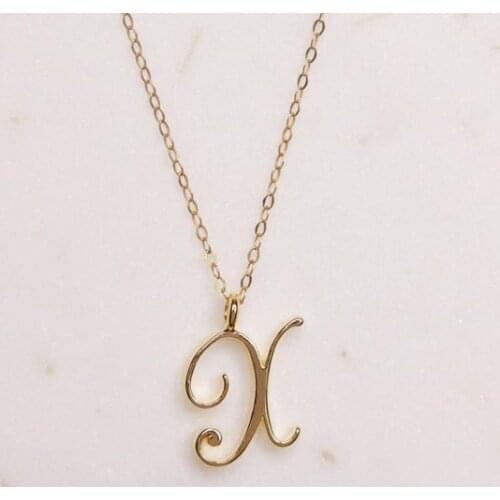 Small letter Label Simple Initial Logo alphabet X Necklace Name Symbol English Initials Letters Charm Pendant Jewelry