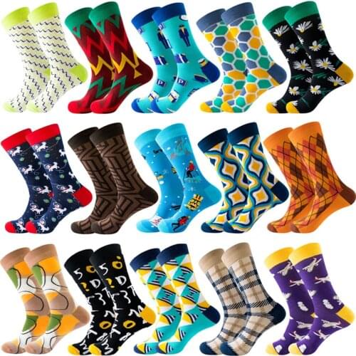 Men Sock Retro Design Hip Hop Crew Socks Skateboard Socks Harajuku Unisex Happy big size socks Colorful Streetwear