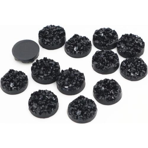 New Fashion 40pcs 8mm 10mm 12mm Black Colors Natural ore Style Flat back Resin Cabochons For Bracelet Earrings accessories