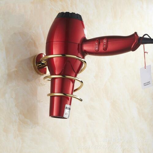 2016 New Gold Brass hair dryer rack bathroom accessories hair dryer holder hair dryer rack wall storage rack shelf decoration