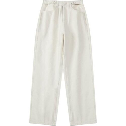 2021 New Womens Jeans Spring Casual Harajuku Streetwear High Waist Vintage Baggy Simplicity Femme Straight Pants For