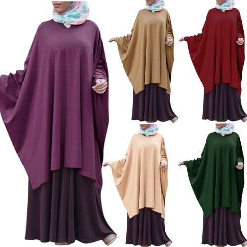 One Piece Muslim Women Large Kaftan Tops Prayer Garment Loose Khimar Shawl Middle East Islamic Abaya Arab Jilbab Worship Service