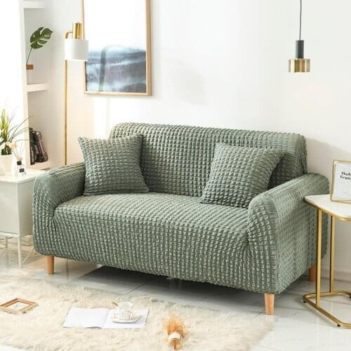 Plush Fabirc Elastic Sofa Cover Cotton Solid Color Universal Sofa Covers for Living Room Stretch Slipcover Couch Cover