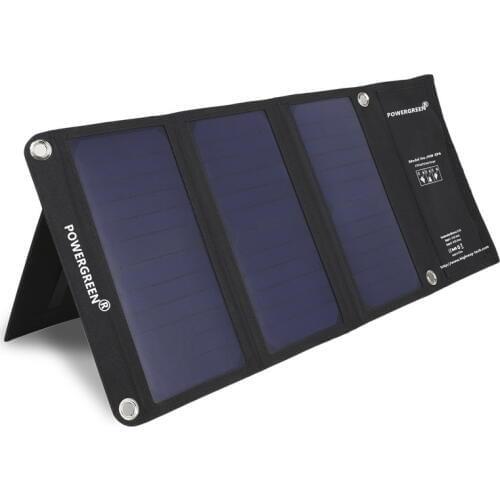 PowerGreen Foldable Phone Solar Charger 21 Watts Portable 5V 2A Solar Power Bank External Battery Pack for LG Phone