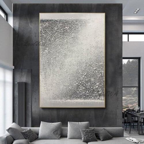 Simple Large Painting Hanging In The Living Room In Solid Color Modern Abstract Grey Home Decro Picture No Framed Canvas Art