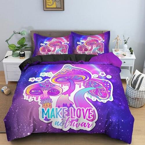 Psychedelic Mushroom Luxury Bedding Set Soft Microfiber Quilt Cover Set Duvet Cover Queen SizeComforter Bedding Home Textiles