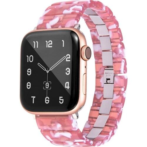 Resin Stainless Steel strap for apple watch band 44mm 42mm bracelet iwatch Series SE 6 5 4 3 2 1 Wristband loop 40mm Replacement