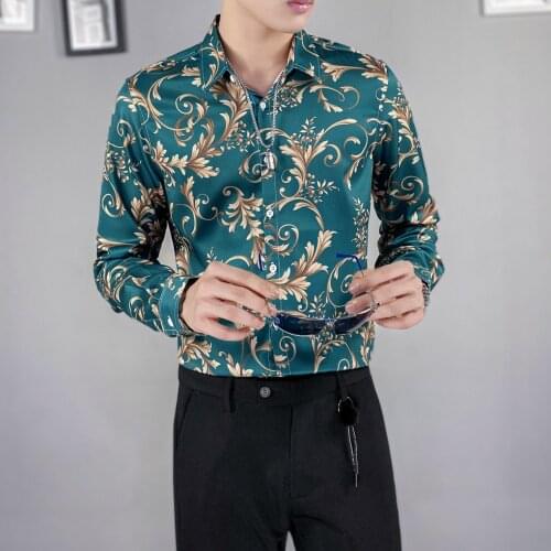 Hot Sale Chemise Homme Fashion Autumn New Long Sleeve Luxury Print Shirts For Men Clothing Simple Slim Fit Streetwear Tuxedo 3XL