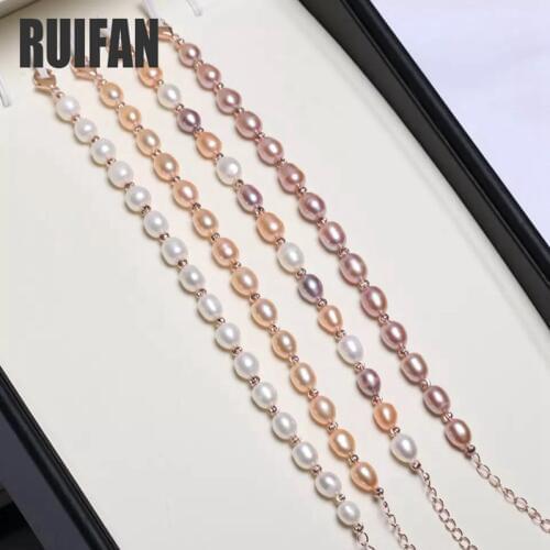 Ruifan Natural Freshwater Pearls Bracelets for Women Gold Color 2020 Trendy Female Wrist Bracelet Female Jewelry YBR126