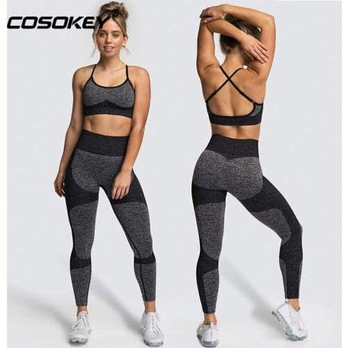 Sexy Yoga Set Sports Bra and Leggings Women Gym Set Clothes Seamless Workout Fitness Sportswear Fitness Sports Suit Sportswear