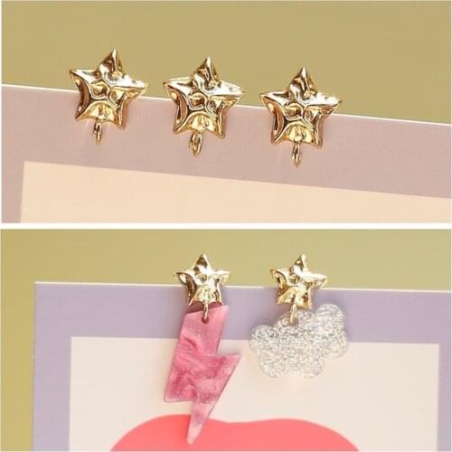S925 Silver Needle Earrings Percussion Retro Textured Star Stud Earrings DIY Handmade Accessories Jewelry Material