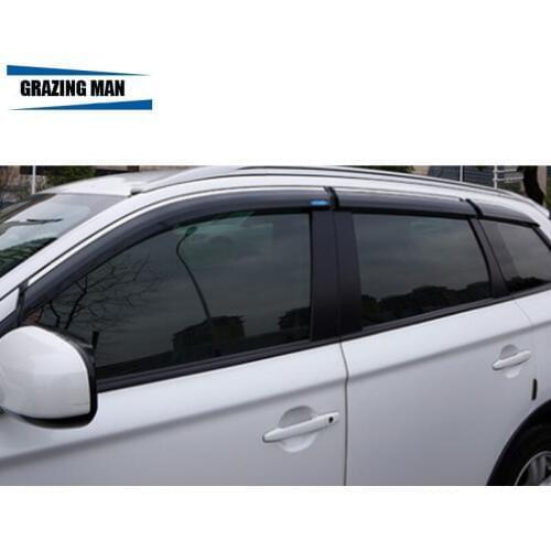 Sun visor 4pcs/set PP material car Window Visor Wind Deflector Sun Rain Guard Defletor for OUTLANDER 2018