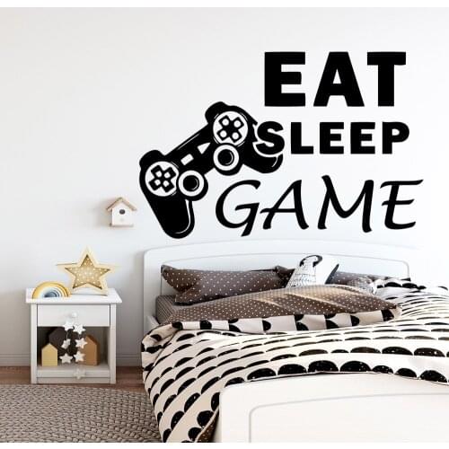 Cartoon eat sleep game Modern Vinyl Wall Sticker For Home Decor Living Room Bedroom Wall Decoration Murals
