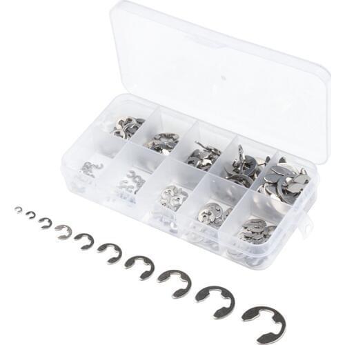 Circlip Retaining Ring Washer Assortment Kit For Shaft Fastener 304 Stainless Steel 120/200 Pcs A Clip M1.5~m10 Metalworking