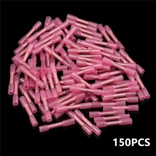 150PCS Heat Shrink Crimp Terminals Splice Electrical Wire Connector Waterproof Insulated Shrinkable Butt Connectors AWG 22-18