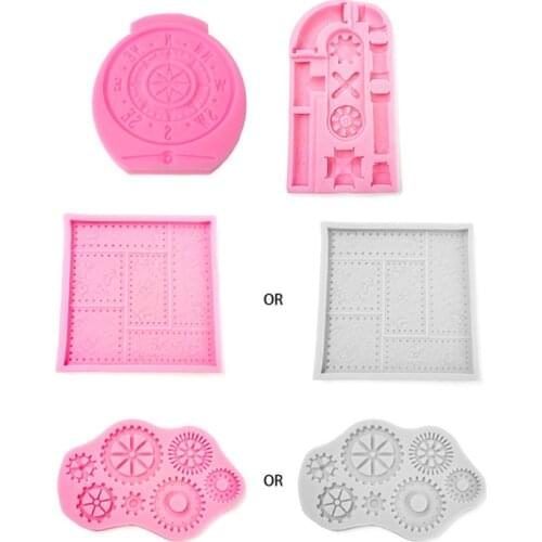 Vintage Clock Silicone Molds Steampunk Gear Baby Birthday Fondant Cake Decoratin HX6D