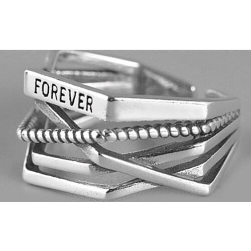 Ins Style Vintage Letter Rings for Women Men Lover Finger Ring Minimalist Jewelry Boho Wholesale