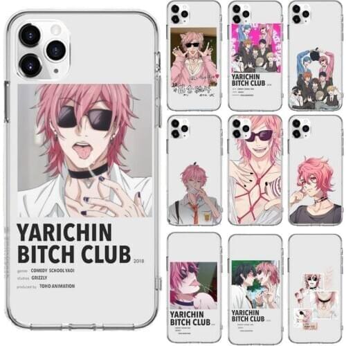 Yarichin bitch Club Anime Phone Case Transparent for iPhone 6 7 8 11 12 s mini pro X XS XR MAX Plus cover funda shell