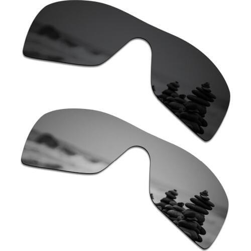 SmartVLT 2 Pieces Polarized Sunglasses Replacement Lenses for Oakley Batwolf Stealth Black and Silver Titanium
